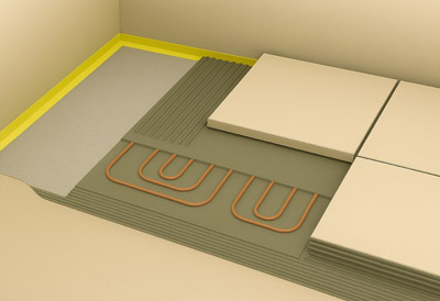 Полагане на плочки върху замазка и подово отпление